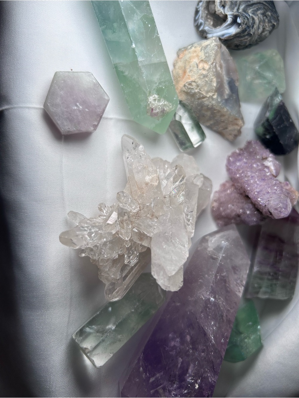 Amethyst & Clear Quartz Decorative Crystal Set - Purple & Clear